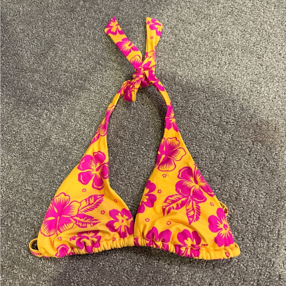 Floral Orange and Pink Bikini Top